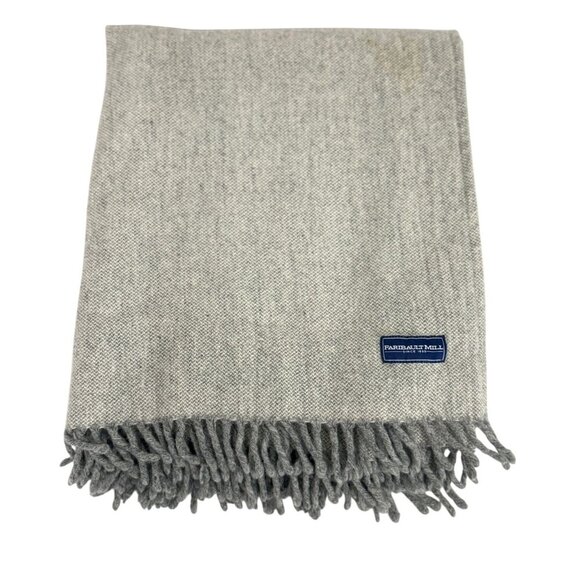 Fairbault Mill 100% Virgin Wool Blanket Light Heather Gray Classic Cabin 50 x 65 - Picture 1 of 8